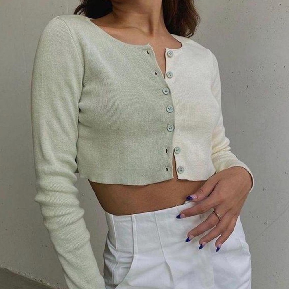 Princess Polly Green and Cream Button-Up Shirt